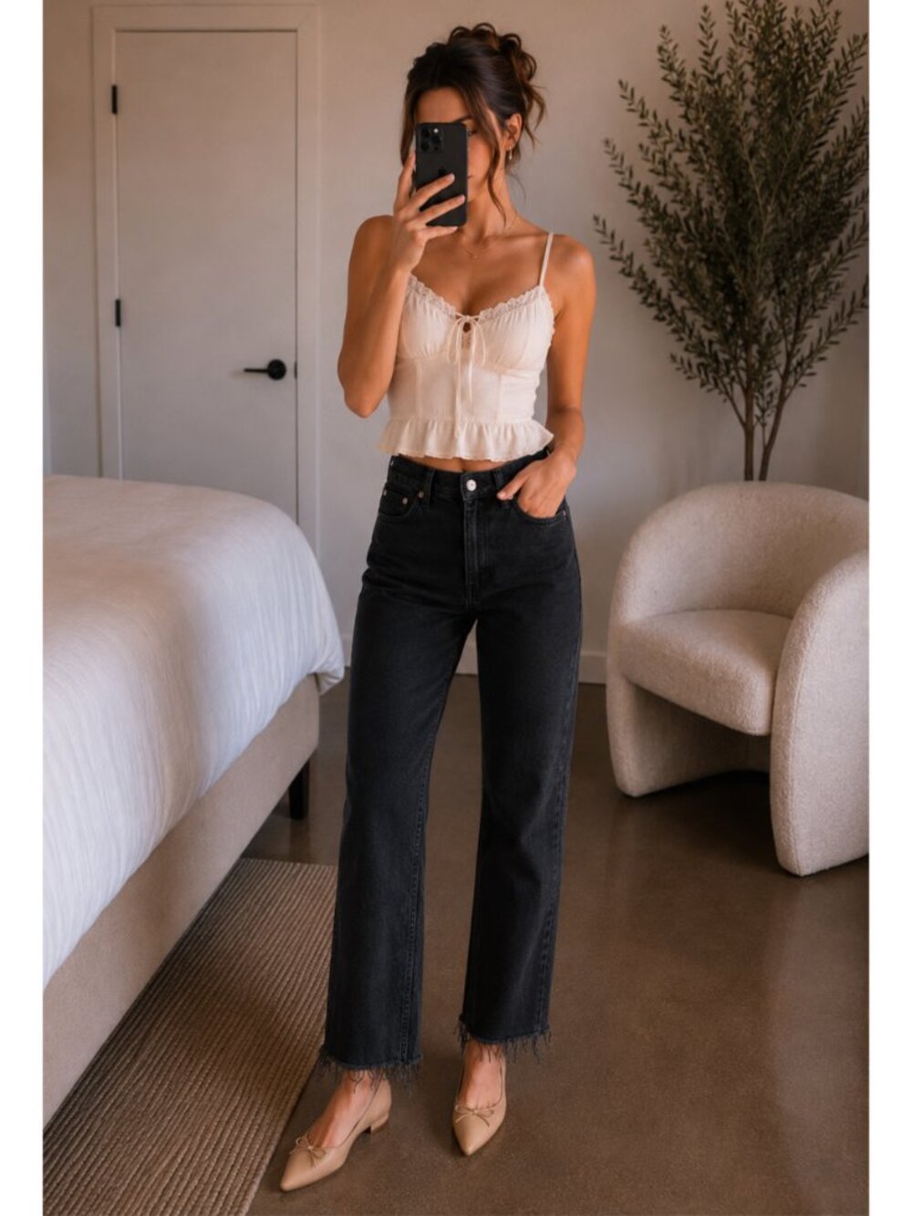 Everlane The Way-High Straight Jeans 26 Black Coal Raw Hem $148 - Picture 1 of 12